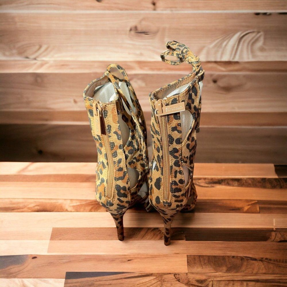 Breckelles Roma-51 Leopard Faux Suede Lace Up Stiletto Sandal Strappy Sandals - Picture 6 of 8
